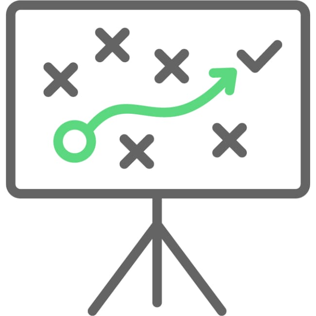 action-plan A board on a stand with a drawing from a start to an end representing an action plan